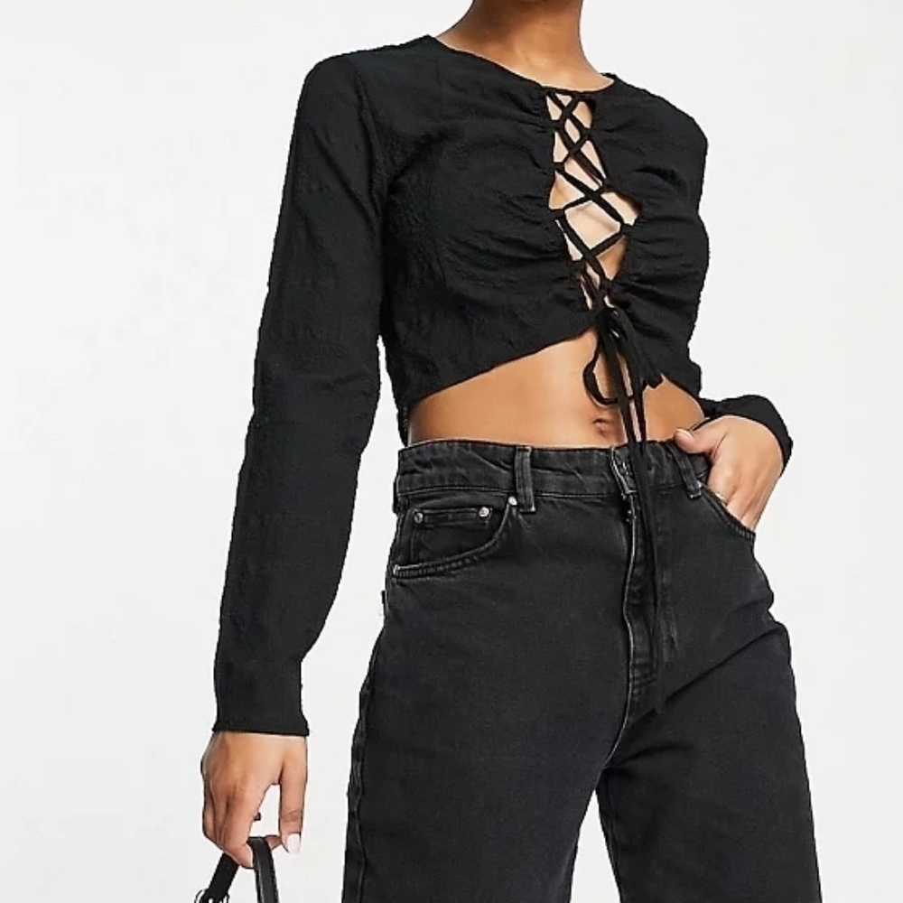 OPEN front tie crop top